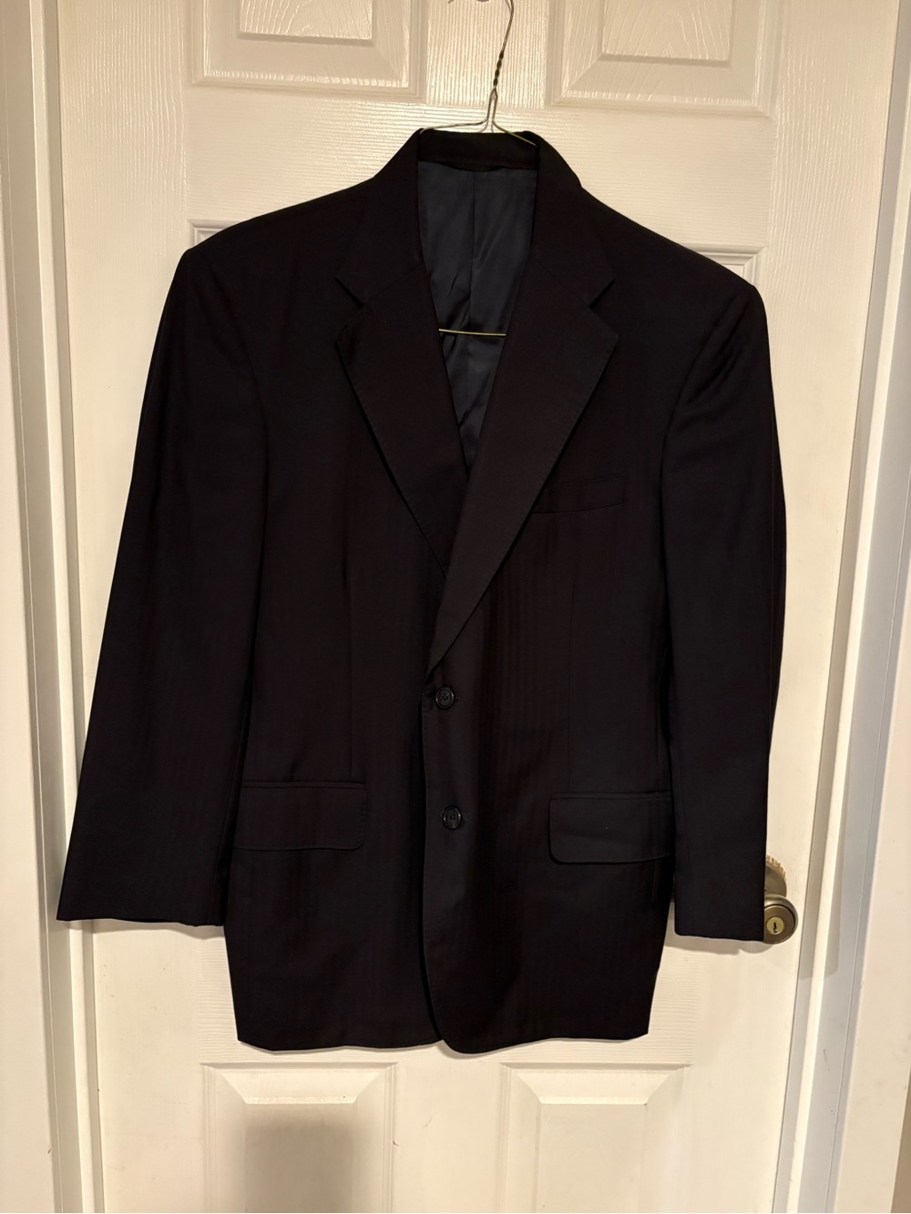 Classic Men's Dark Black Two-Button Sport Coat